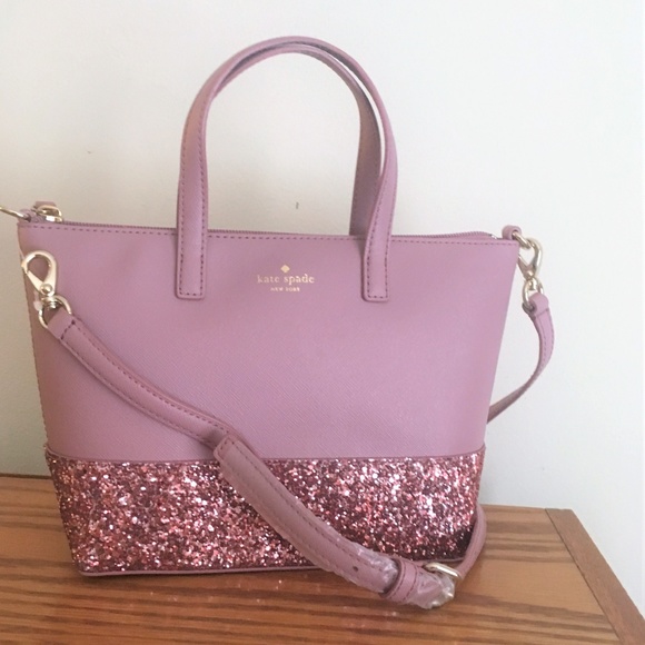 KATE SPADE Crossbody Glitter Satchel ~ Dusty Peony - Picture 5 of 8